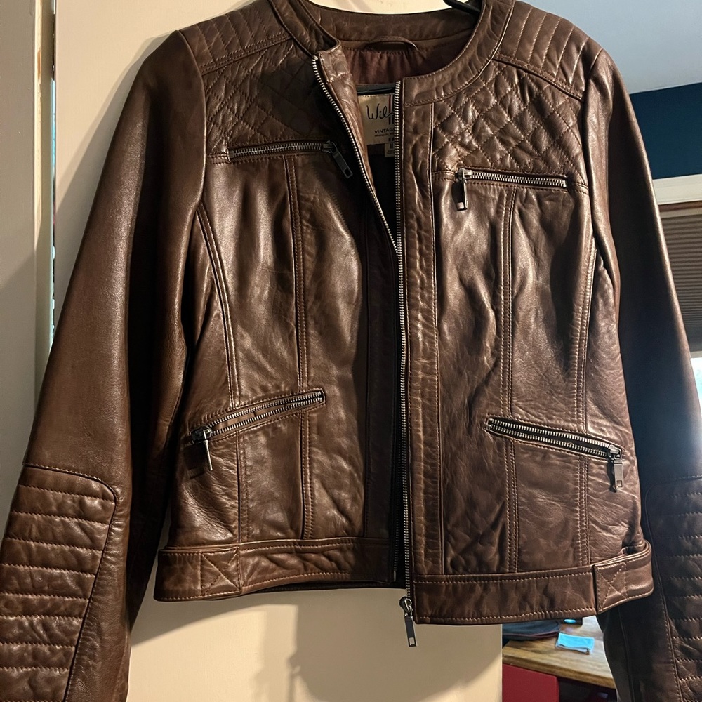 New Wilson Leather Brown Leather Jacket Medium Moto